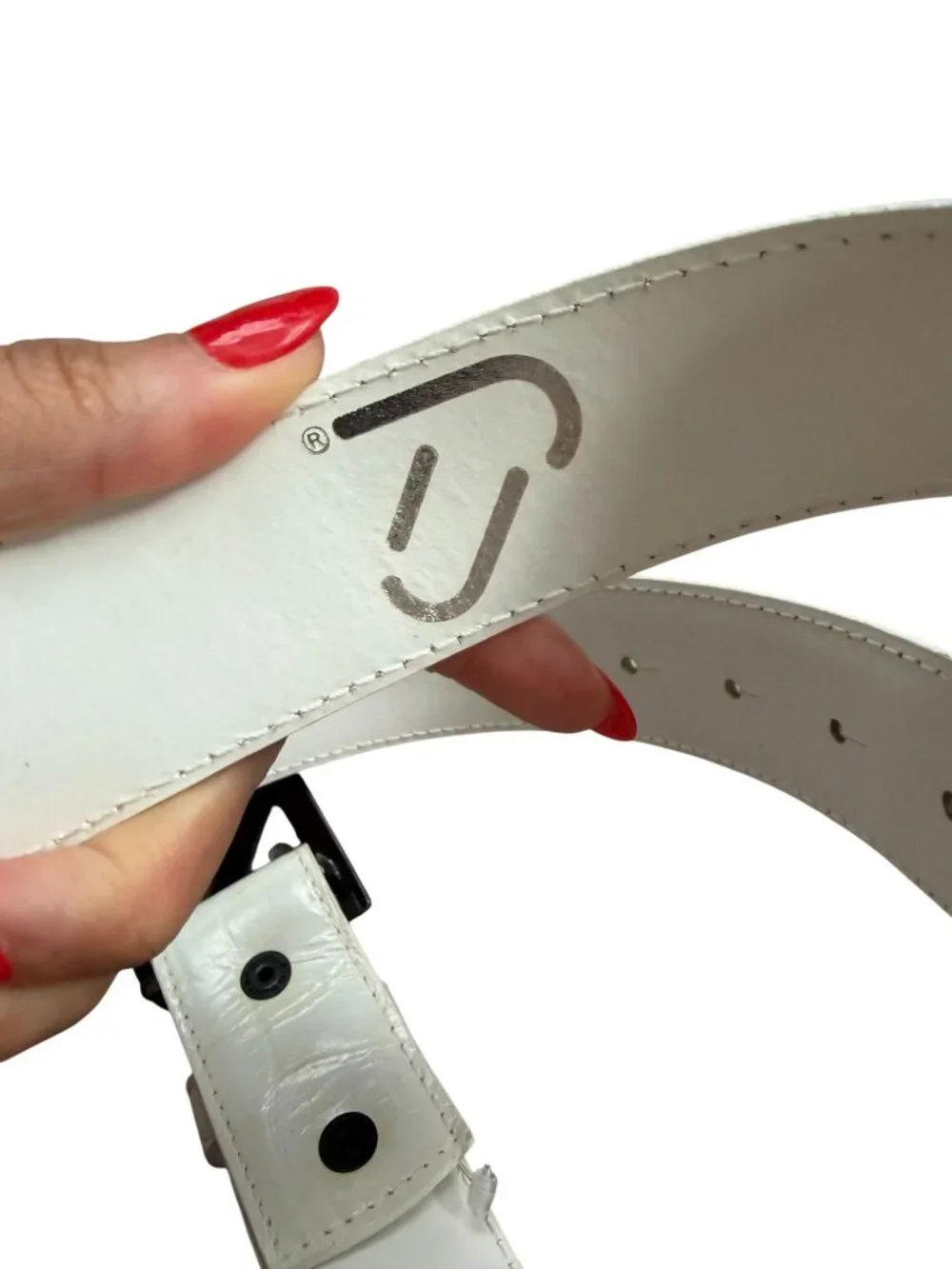 DIESEL Men’s White Leather Belt Size 34 Mens Accessory